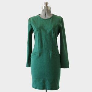 1990s Express Tricot Green Knit Mini Sweatshirt Dress Size Medium | Made in USA